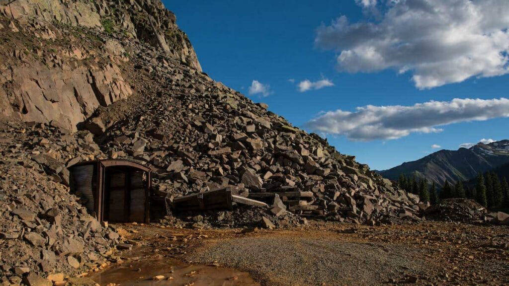 an abandoned mine seeping out into the landscape