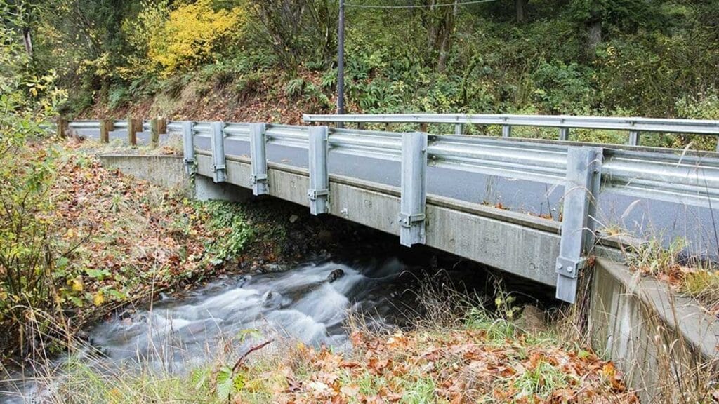 New bridge replacing culvert to allow for better fish passage.